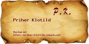 Priher Klotild névjegykártya